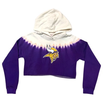 NFL Minnesota Vikings Teen Girls Dip-Dyed Crop Hooded Sweatshirt Purple, Large-image