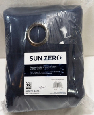 Sun Zero Broderick Blackout Grommet Curtain Panel Pair DARK BLUE 104 x 96