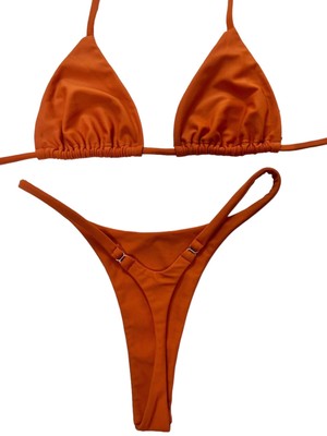 Ginger Orange Seamless Triangle Top & Dipped Seamless Thong Bottom Bikini-image