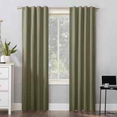 SUN ZERO (2 PK) CYRUS THERMAL TOTAL BLACKOUT BACK TAB CURTAIN PANEL, 40X63 OLIVE-image