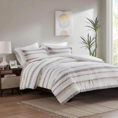 Madison Park Duvet Cover Set 3-Pcs Microfiber Cal King Size Machine Wash Neutral-image