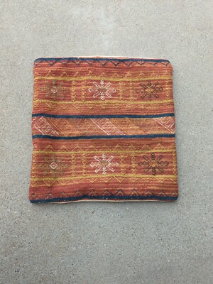 Pottery Barn Kilim DHURRIE Wool Southwest Western 18x 18 Pillow Cover Aztec M1-image