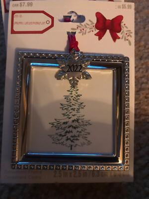 2022 Metal Mini Photo Picture Ornament Silver Square Snowflake By Studio Decor-image