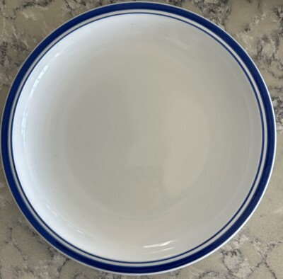 POTTERY BARN CLUB BLUE Banded Dinner Plate/Platter/Chop Plate 12” EUC-image