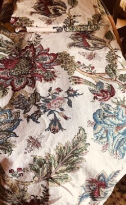 Pottery Barn Laurel Palampore Duvet Cover Pink Queen 2 Std Shams Floral 3pc Rare-image