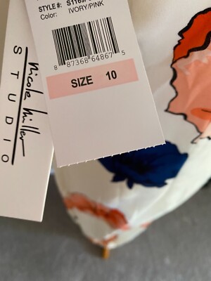 $180 Nicole Miller Studio Floral White  Strappy Lined Side Slit Maxi Dress sz 10-image