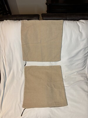 pottery barn Everyday Linen 2 Pillow covers Straw Color 20x20 In EXCELLENT COND-image