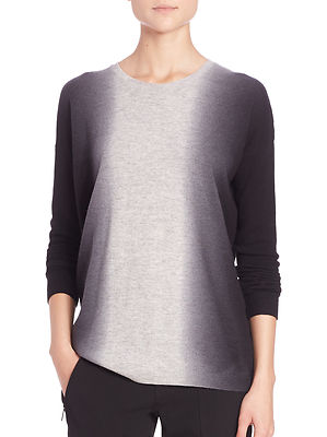 W399 NWT VINCE VERTICAL CREWNECK DIP DYE WOMEN SWEATER SIZE L $365-image
