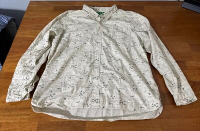 Dip Long Sleeve Collared Button Up Men’s Shirt Sharks Beach Size XXL 2XL Cotton-image