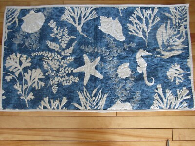 2 MADISON PARK KING SIZE QUILTED CAPE COD PILLOW SHAMS NAUTICAL SEAHORSE SHELLS-image