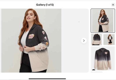 Torrid Hoodie Cozy Fleece Skulls Dip Black Size 6-image