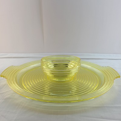 Vintage Majestic Images Lemon Yellow Lucite Chip & Dip Set 1986 New In Open Box-image