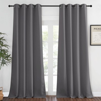 Grey Blackout 108 inch Curtains for Bedroom - Energy Saving Thermal Insulated...-image