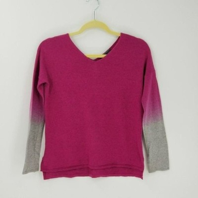 Vince Girls Dip Dye V-Neck Long Sleeve Pullover Sweater Pink Gray Size L / 12-image