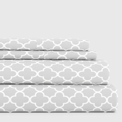 4 Piece Full Bedding Sheet Set Gray Quatrefoil - Sleep Ever with These Ultra-...-image
