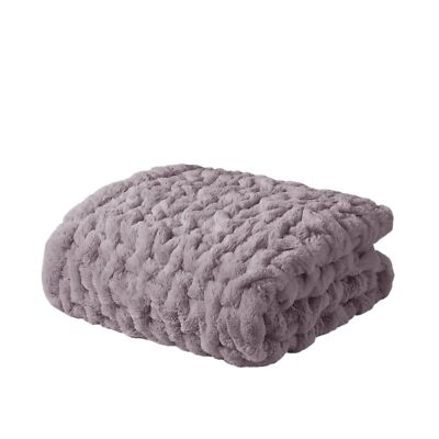 Madison Park 300473 50 x 60 in. Ruched Fur Throw - Lavender-image