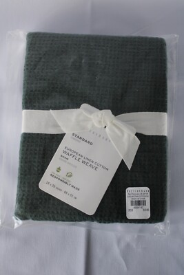 Pottery Barn Standard Pine European Linen Cotton Waffle Weave Pillow Sham 26x20-image