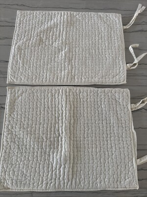 2 Pottery Barn Standard Pillow Shams White Cream Pick Stitch Tie Closure 3214871-image