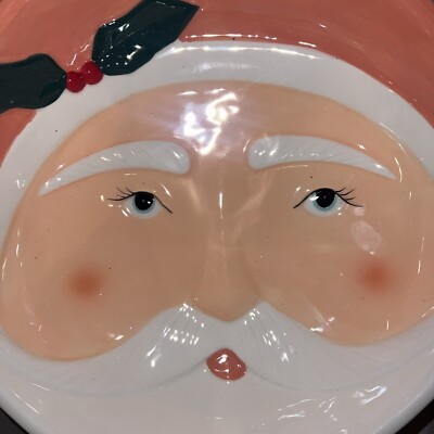 Christmas Santa Claus Chip and Dip Platter Plate Bowl Holiday Collectible NWT-image