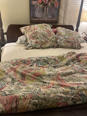 Pottery Barn Mackenzie Duvet Cover Set King 3 Euro Sham Dragonfly Florals Rare🦩-image
