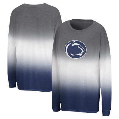 Women's Colosseum Gray Penn State Nittany Lions Winkle Dip Dye Long Sleeve-image