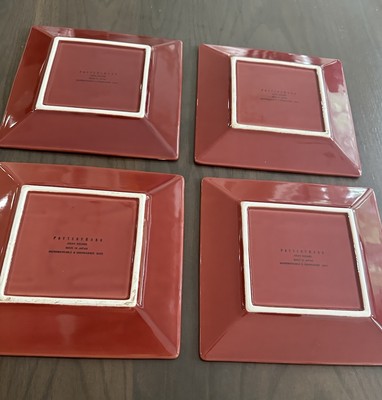 Set 4 Pottery Barn ASIAN SQUARE Paprika Red 8