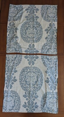 Pottery Barn Euro Pillow Shams Lot of 2 Lucianna Medallion Blue Ivory Cotton Two-image