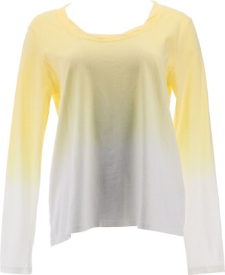 Candace Cameron Bure The Ocean Dipped Long-Sleeve Tee Honeysuckle L NWOT (530)-image