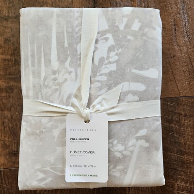 Pottery Barn Layla Palm Full Queen Duvet Cover New Neutral-image