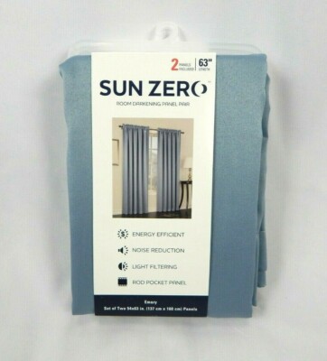 Sun Zero 2pk Vintage Blue Emory Room Darkening Rod-Pocket Curtain Panel 108