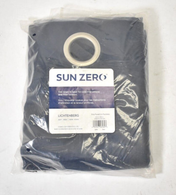 Sun Zero Blackout Single Panel Mercer Window Curtain Navy Blue 40