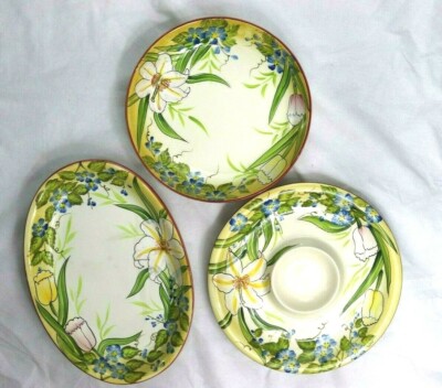 Philip Kingsley Flora Collection Set Large Round Oval Chip Dip Serving Plate-image