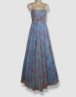 City Studio Juniors Women's Blue Floral Bustier Sweetheart Gown Dress Size 11/12-image