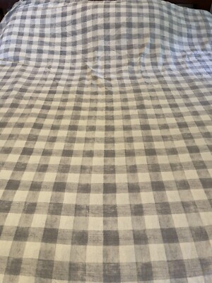 Pottery Barn Rhett Buffalo Check Gray  Full Queen Duvet cover Cotton linen-image