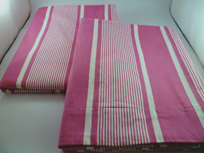 (2) POTTERY BARN KID PANELS CURTAIN DRAPE LINED WHITE BRIGHT PINK  50X63 COTTON-image