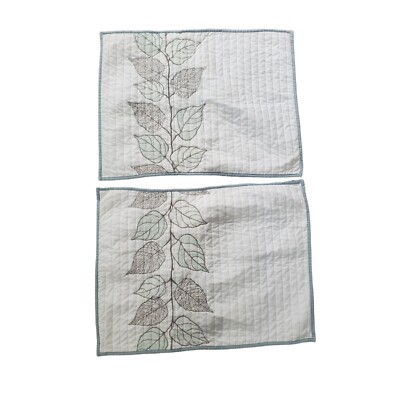 Madison Park Pillow Sham Set Of 2 White Teal Leaf Design Quilted Pillow Cover Ca-image