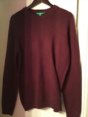Dip Womens SWEATER Burgundy Elbow Patches Size L Tunic Pullover -image
