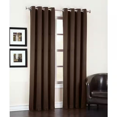 Chocolate Solid Grommet Room Darkening Curtain - 54 In. W X 63 In. L-image