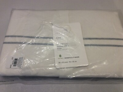 Pottery Barn Hemp Cotton Serene Stripe King Sham Natural & Gray NWT!-image