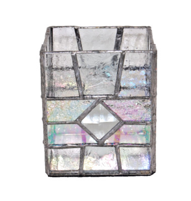 Richard MacDonald Stained Glass Table Sconce Candle Holder Artisan Crafted T1853-image