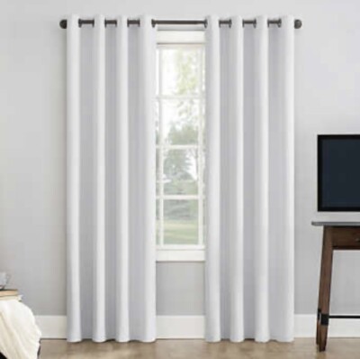 Sun Zero Pratt Tonal 2-Pack Lichtenberg Blackout Curtain Panel 100”x 84” White-image