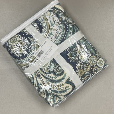 Pottery Barn Jordana Paisley Percale Duvet Cover King / California King Blue NEW-image
