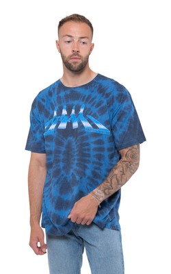 The Beatles T Shirt Abbey Road Crossing Gradient Official Unisex Dip Dye Blue-image