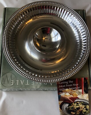 Wilton Armetale Flutes and Pearls Large Round Chip and Dip Server 15.5-Inch New -image