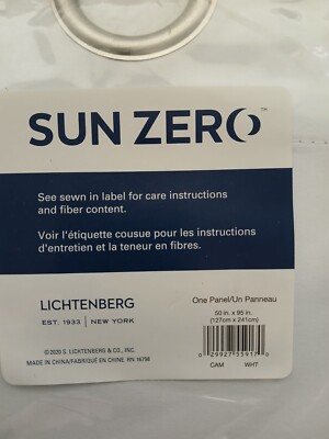 Sun Zero set of 4 white curtain panels room darkening with silver grommets -image