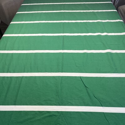 Pottery Barn Full Queen Duvet 2 Standard Shams Green White Stripe Football Field-image
