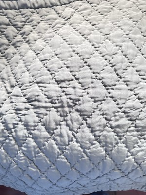 (2) RARE Pottery Barn Olive Green 2Tone Diamond  Silk Quilted Sham 20x26 Ties-image