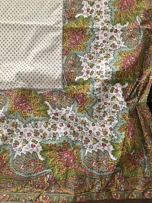 POTTERY BARN Botanical Flowers Floral Colorful Boho Duvet Cover FULL/QUEEN-image