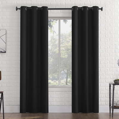 Thermal Insulated Grommet Curtain Panel Pair Drapes Home Decor 2Pack Black40