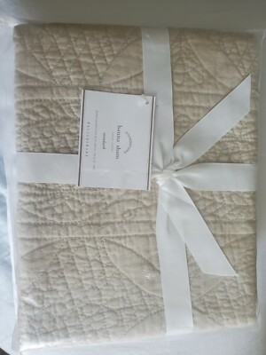 Pottery Barn Foundations Hannah Quilted Linen Pillow Sham Standard-image